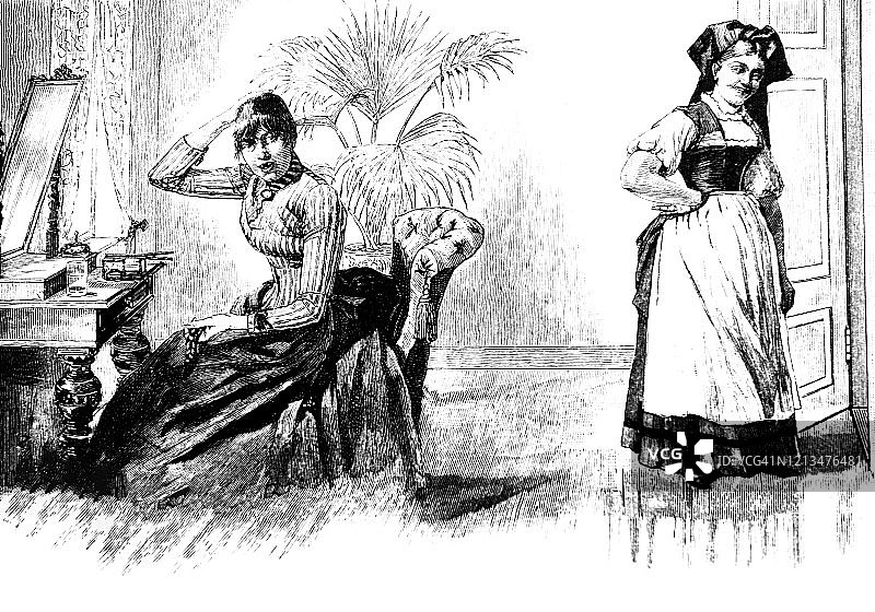 照镜子的女人图片素材