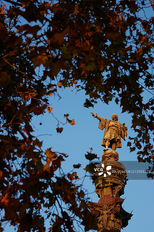 西班牙巴塞罗那的克里斯托弗·哥伦布纪念碑图片素材
