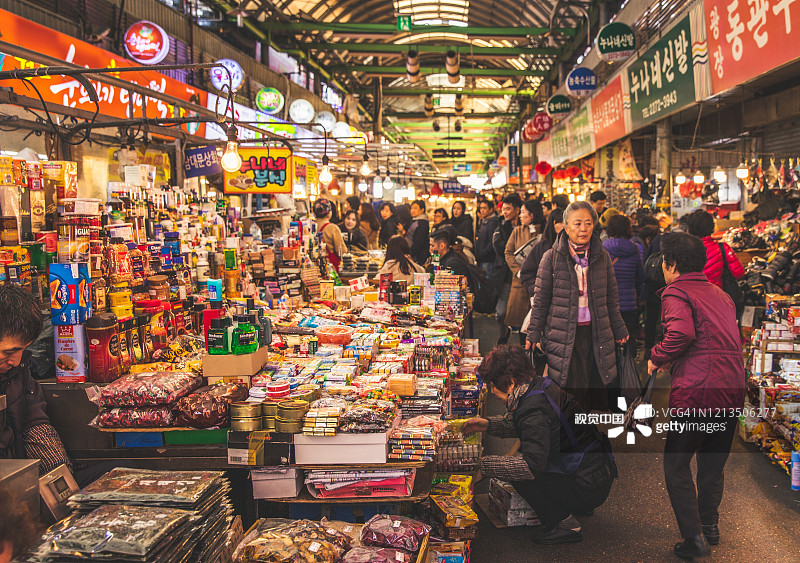 首尔广藏韩国街头美食市场图片素材