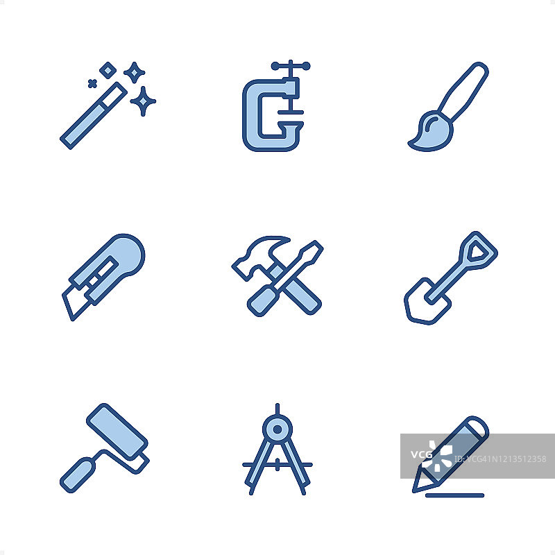 工具和设置 - 像素完美蓝色图标图片素材