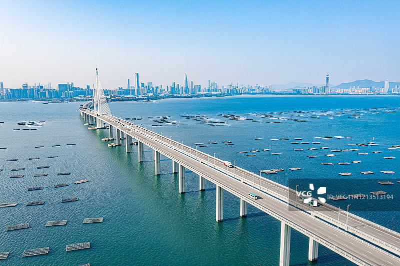 深圳湾大桥，中国香港图片素材