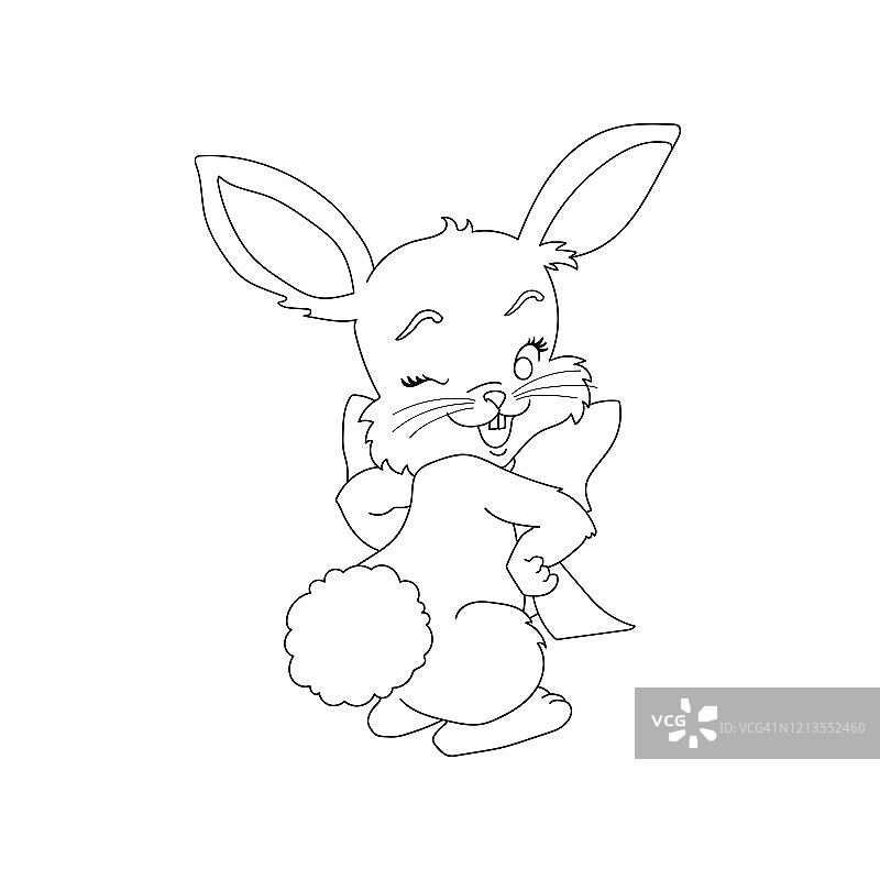 可爱的眨眼兔子插画图片素材