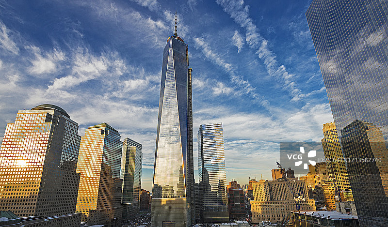 纽约世贸中心日落景观图片素材