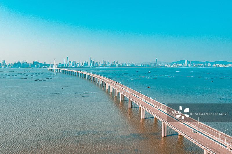 深圳湾大桥，中国香港与深圳图片素材