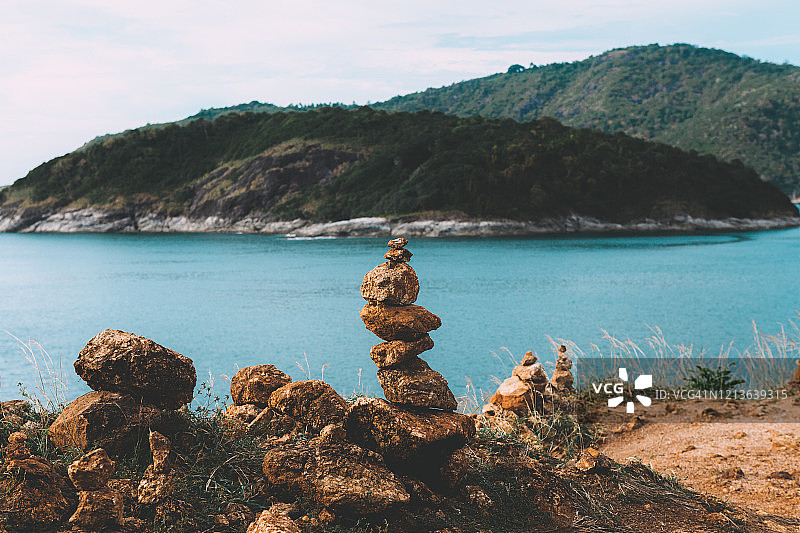 泰国海边岛屿石塔假日风光图片素材