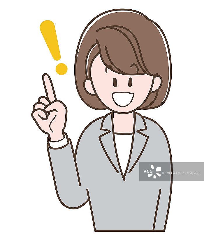 身穿西装的女人解释要点图片素材