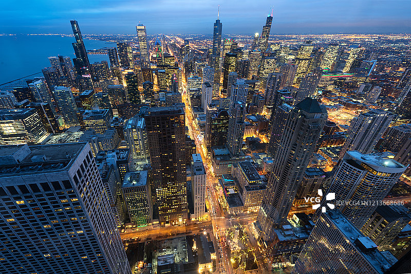 芝加哥夜景天际线图片素材