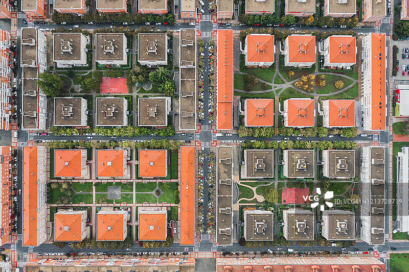 从上方看到的住宅区，西班牙潘普洛纳图片素材