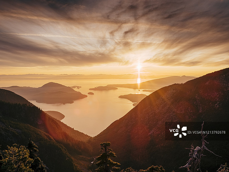 加拿大不列颠哥伦比亚省豪湾日落美景图片素材