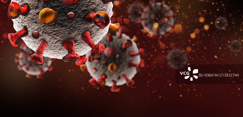 病毒感染3D微观视图，复制空间图片素材