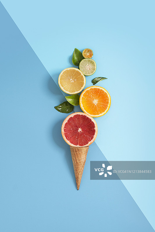 柑橘水果冰糕概念静物图片素材