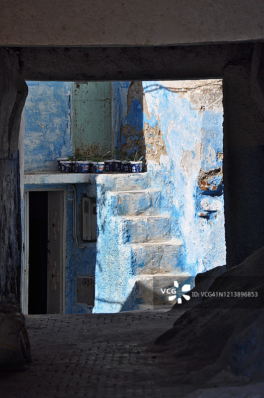 蓝色楼梯图片素材