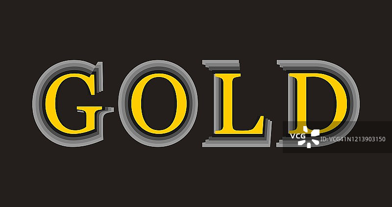 深色背景上，黄色大写字母“GOLD”图片素材