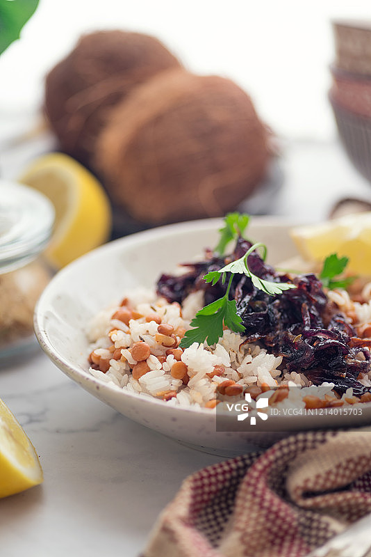 米加达拉，扁豆配米饭图片素材