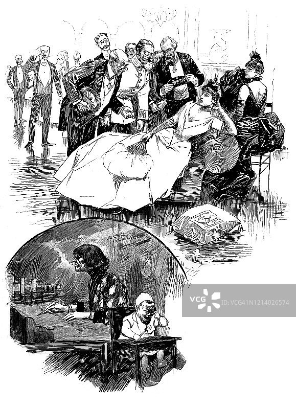 女人参加聚会，丈夫在家照顾婴儿图片素材