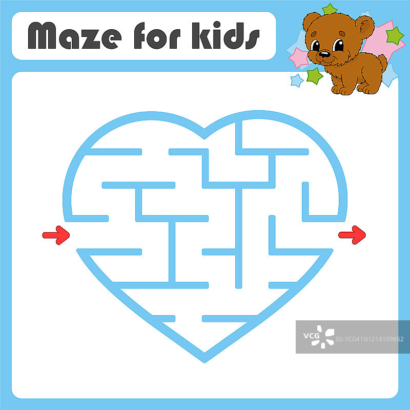 儿童益智方形迷宫：小熊找出口图片素材