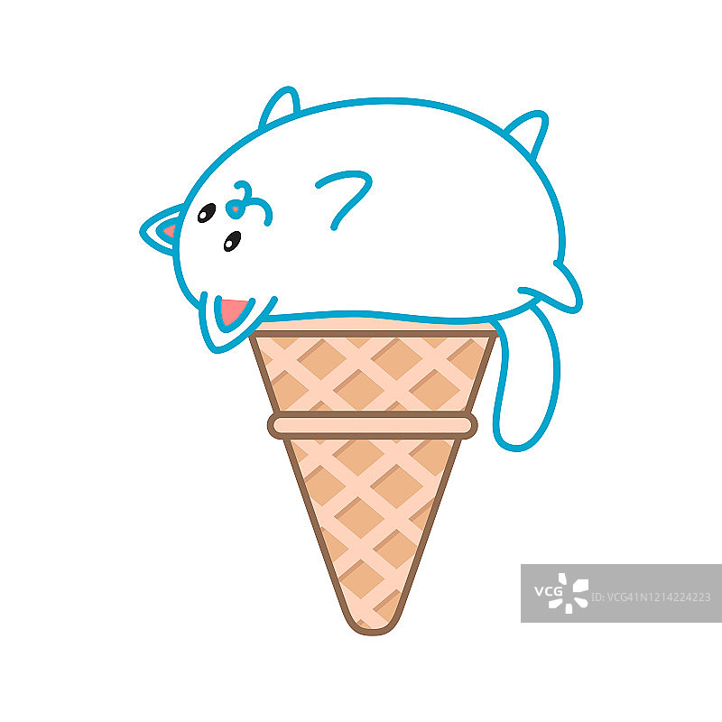 可爱的猫咪冰淇淋图片素材