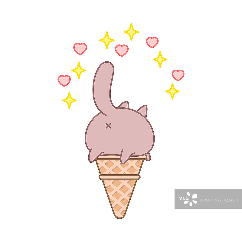 可爱的猫咪冰淇淋图片素材