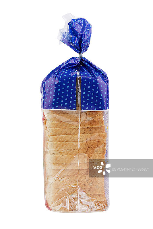 塑料包装吐司切片，白色背景图片素材