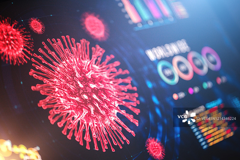 数字显示屏上的新冠病毒图表图片素材