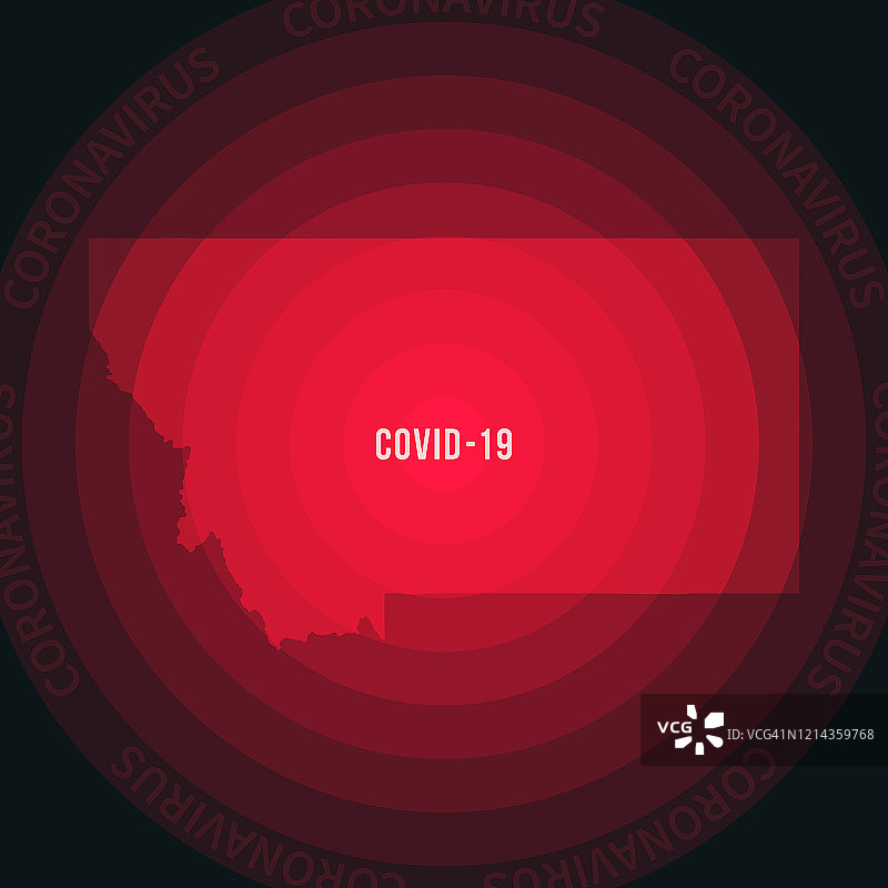 蒙大拿州疫情蔓延地图：新型冠状病毒爆发图片素材
