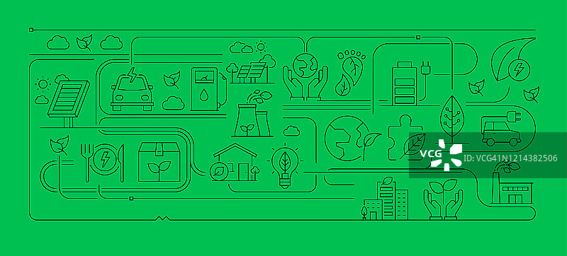 绿色能源生态概念矢量插画图片素材