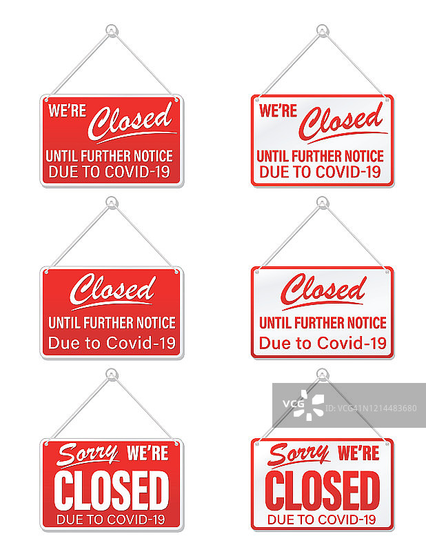 因冠状病毒疫情暂停营业的告示图片素材