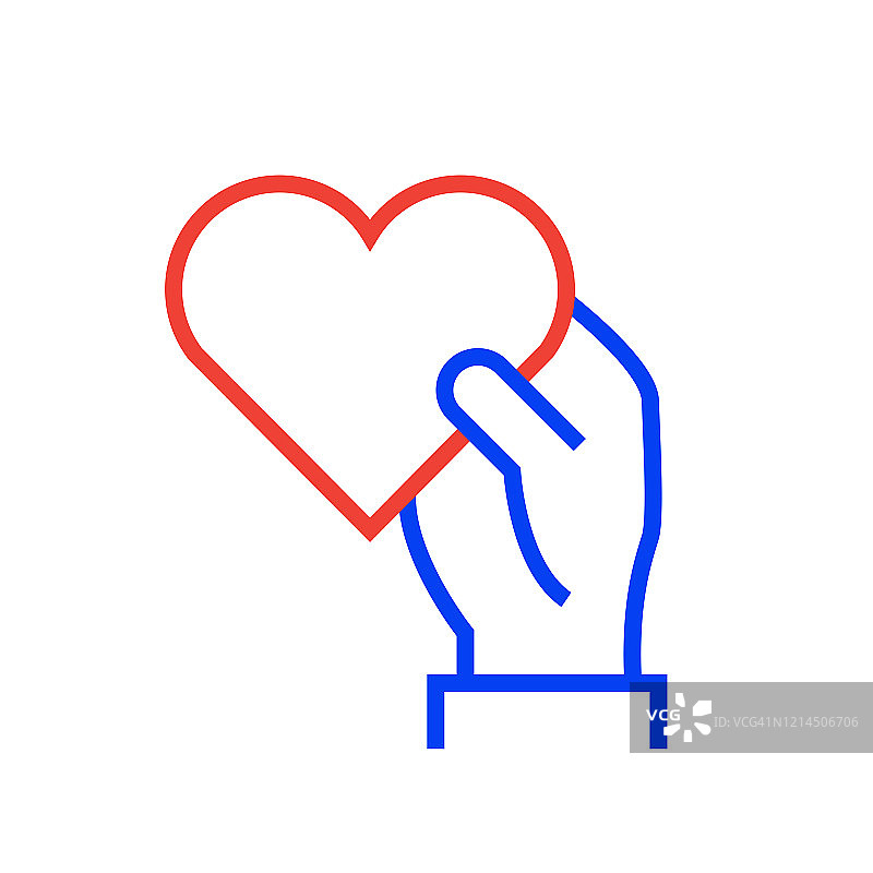 捐赠慈善帮助提供志愿服务矢量线图标 - 可编辑笔画，简单线条符号，优质设计元素。图片素材