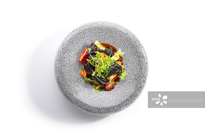 黑色天妇罗鸡心配蔬菜图片素材