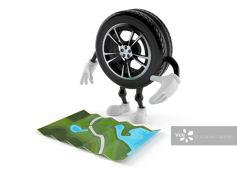 看地图的汽车车轮角色图片素材
