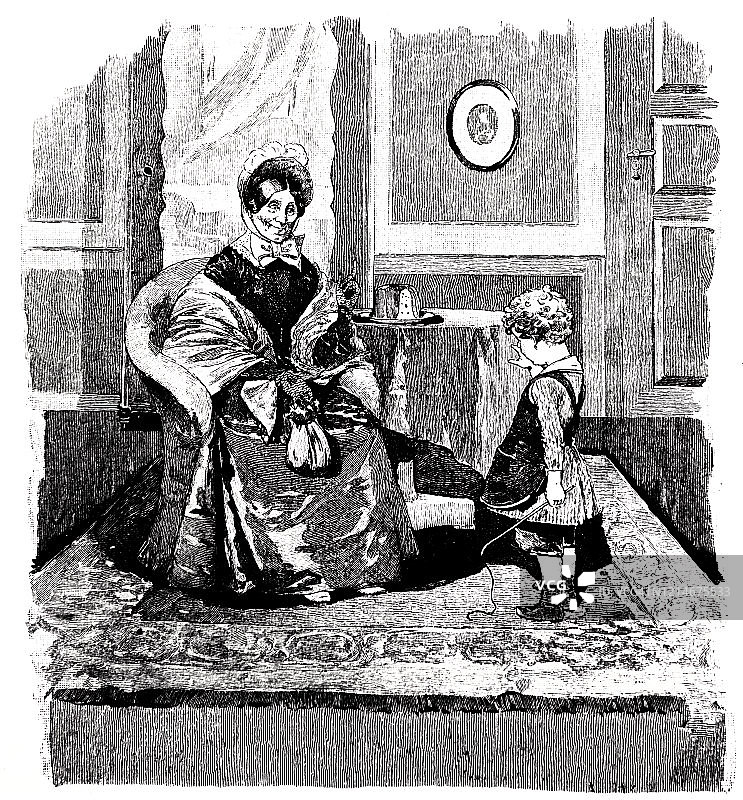 奶奶和婴儿在家图片素材