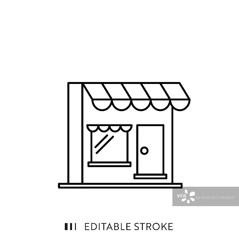 可编辑描边和像素完美的店铺线条图标图片素材