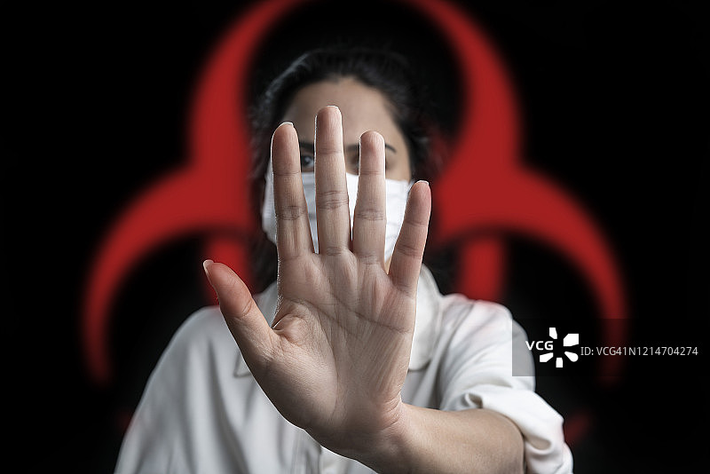 在生物危害前停止手势图片素材