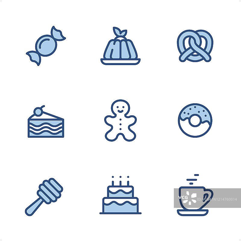 甜食像素完美蓝色图标图片素材