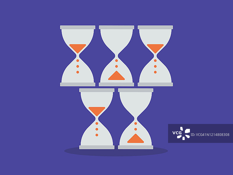 整齐堆放的沙漏插画图片素材