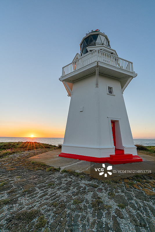 新西兰南岛怀帕帕角灯塔日落图片素材