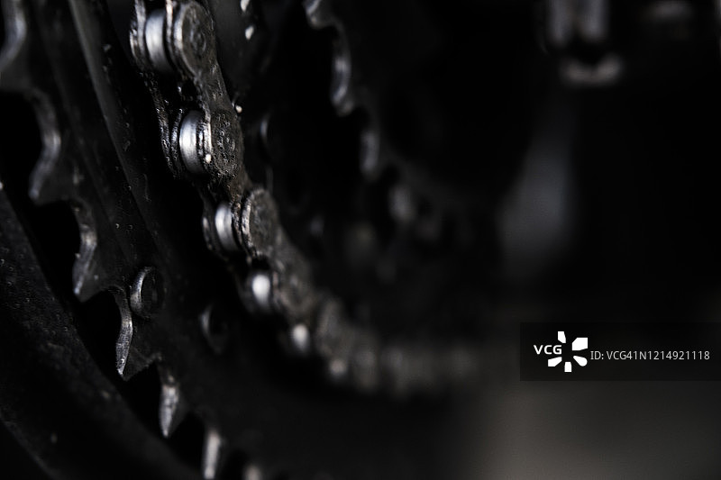 自行车齿轮和链条特写图片素材
