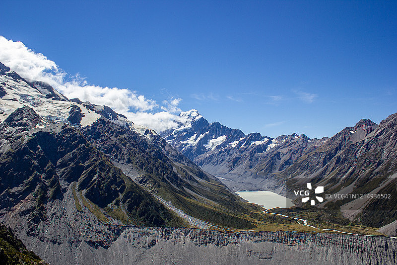 库克山冰川，新西兰南阿尔卑斯山脉库克山国家公园图片素材