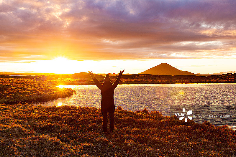 冰岛米湖的日落图片素材