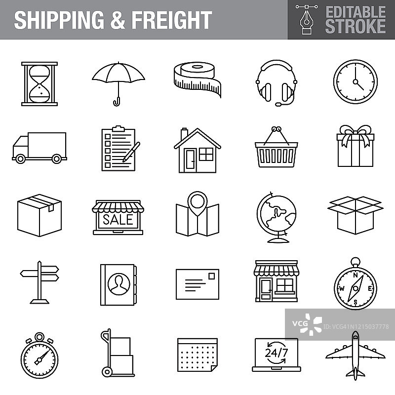 货运可编辑笔触图标集图片素材