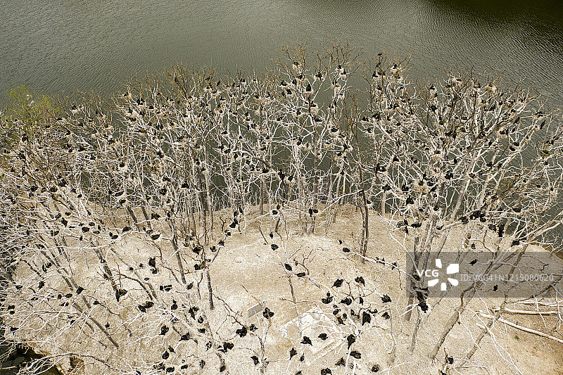 韩国原州市麻芝湖的高角度视图图片素材