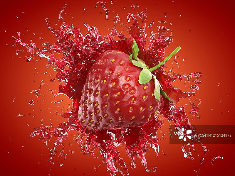 草莓飞溅插画图片素材