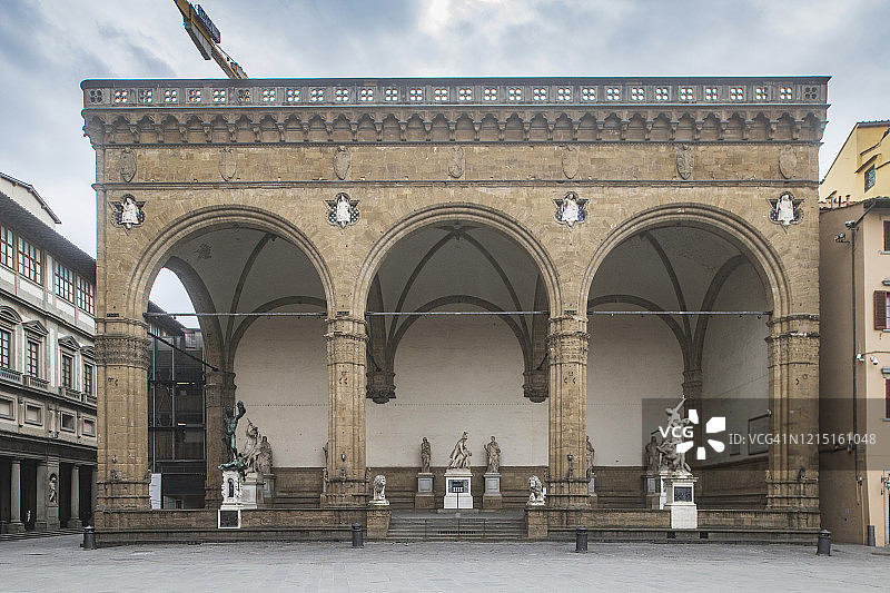 紧急状态下的佛罗伦萨领主广场和兰奇长廊图片素材