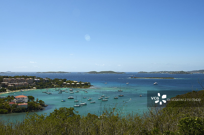 美属维尔京群岛圣托马斯港口鸟瞰图片素材