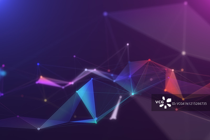 带有连接线和点的几何抽象背景插画：用于商业科技的未来数字背景图片素材