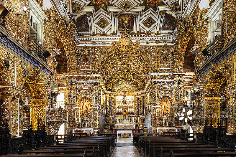 圣方济各教堂和修道院的巴洛克式雕刻内饰图片素材