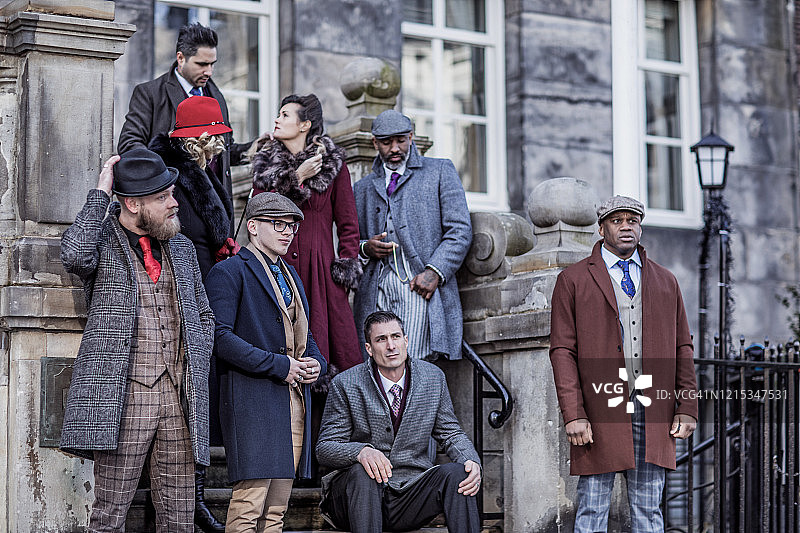 复古城市生活场景图片素材