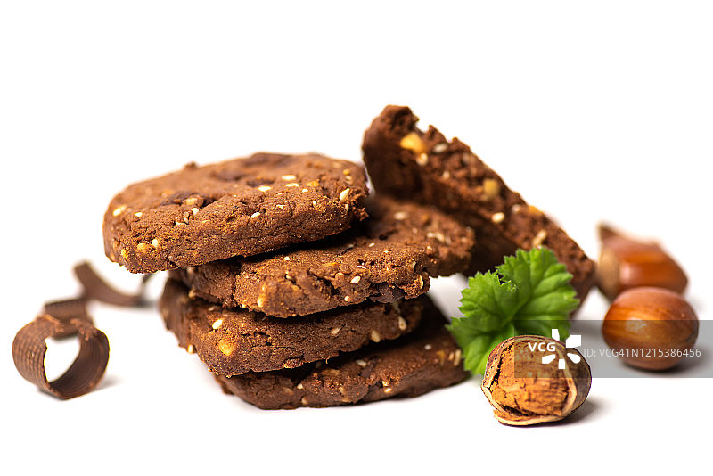 白底榛子可可饼干图片素材