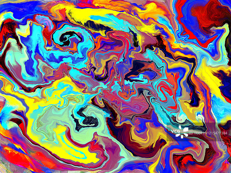 抽象彩色霓虹大理石背景，流体颜料艺术波浪壁纸，大理石纹理，蓝紫色线条，抽象波浪纹理水影效果渐变图片素材