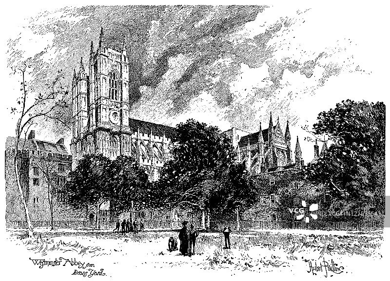 从院长庭院看威斯敏斯特教堂图片素材